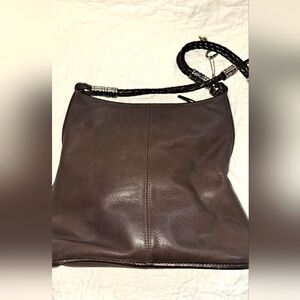 Vintage Fossil Brown Pebbled Leather Hobo Shoulder Bag Part Braided Strap Y2K